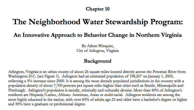 The Neighborhood Water Stewardship Program